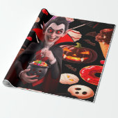 Red Dracula Fun Spook voor Halloween Cadeaupapier (Uitgerold)