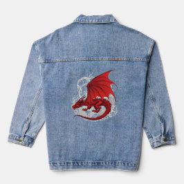 Red Dragon Abstract Denim Jacket