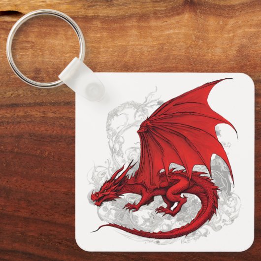 Red Dragon Abstract Sleutelhanger (Voorkant)