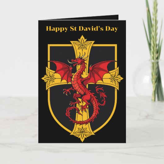 Red Dragon And Medieval Cross Kaart (Voorkant)