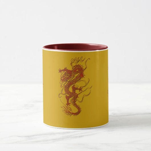 Red Dragon Asian Art Design Mok (Midden)