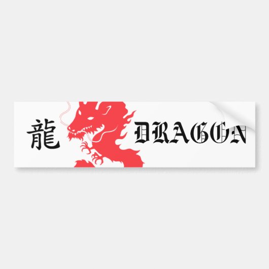 Red Dragon Asian Letter Bumpersticker (Voorkant)