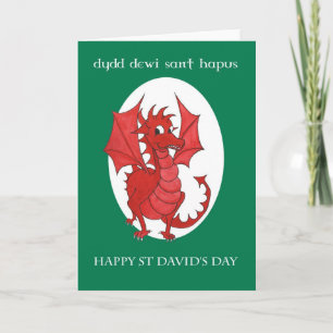 Red Dragon Bilingual St David's Day Wenskaart Kaart