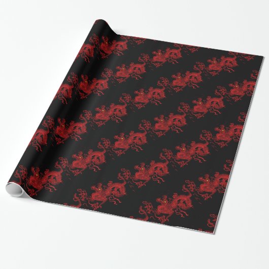 Red Dragon Cadeaupapier (Uitgerold)