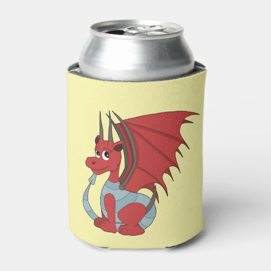 Red Dragon Cartoon Blikjeskoeler (Blikje Voorkant)