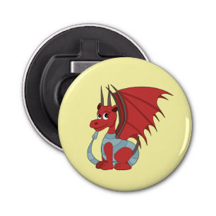 Red Dragon Cartoon Button Flesopener
