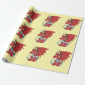 Red Dragon Cartoon Cadeaupapier (Uitgerold)