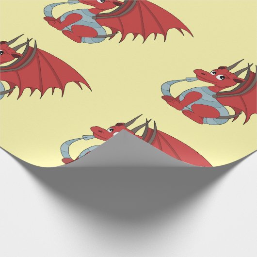 Red Dragon Cartoon Cadeaupapier (Hoek)