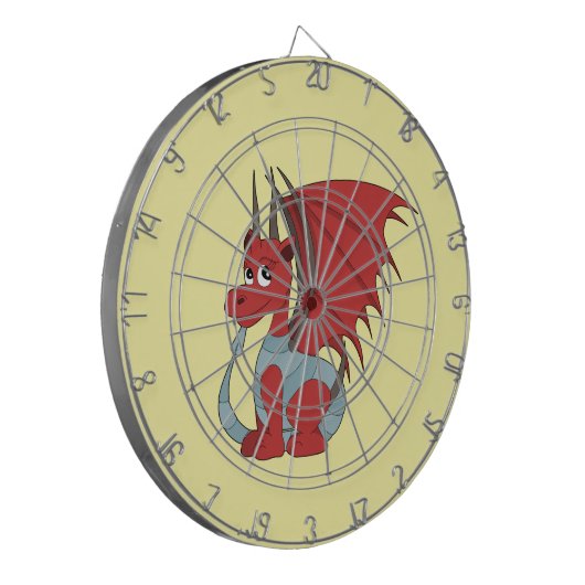 Red Dragon Cartoon Dartbord (Voorkant Links)