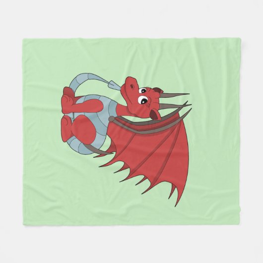 Red Dragon Cartoon Fleece Deken (Voorkant (Horizontaal))