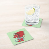 Red Dragon Cartoon Kartonnen Onderzetters (Insitu)