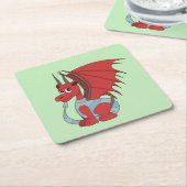 Red Dragon Cartoon Kartonnen Onderzetters (Schuin)