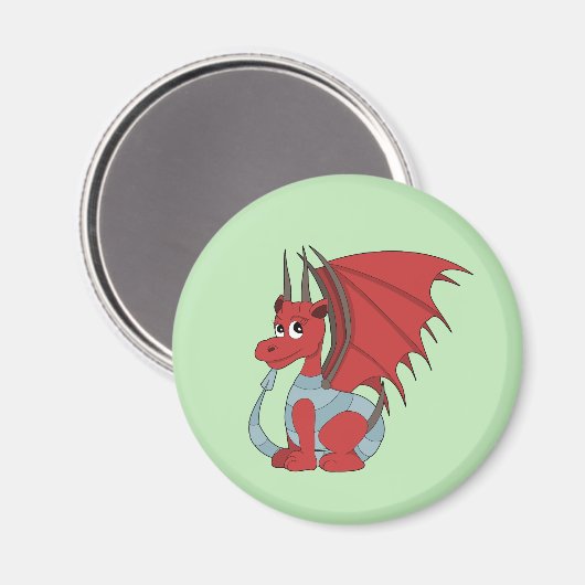 Red Dragon Cartoon Magneet (Voorkant / Achterkant)