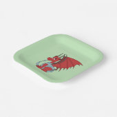Red Dragon Cartoon Papieren Bordje (Gebogen)