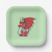 Red Dragon Cartoon Papieren Bordje (Voorkant)