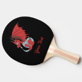 Red Dragon Cartoon Ping Pong Paddle Tafeltennisbatje (Zijkant)