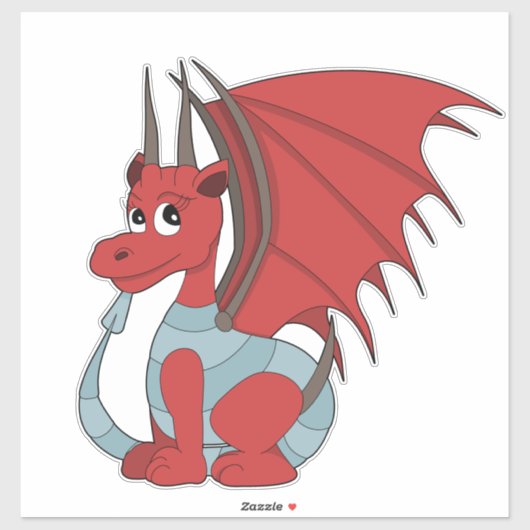 Red Dragon Cartoon Sticker (Vel)