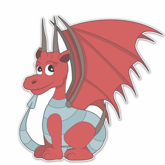 Red Dragon Cartoon Sticker (Voorkant)