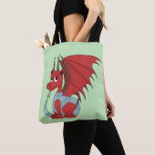 Red Dragon Cartoon Tote Bag (Dichtbij)