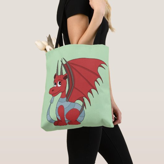 Red Dragon Cartoon Tote Bag (Dichtbij)
