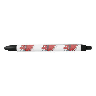 Red Dragon Cartoon Zwarte Inkt Pen