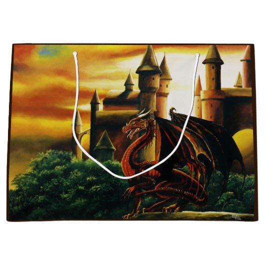 Red Dragon Castle Fantasy Groot Cadeauzakje (Voorkant)