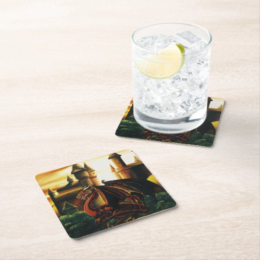 Red Dragon Castle Fantasy Kartonnen Onderzetters (Insitu)