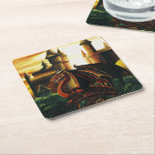 Red Dragon Castle Fantasy Kartonnen Onderzetters (Schuin)