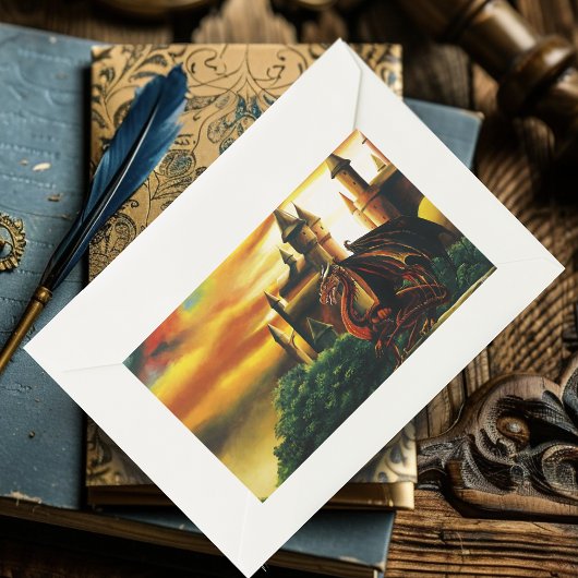 Red Dragon Castle Fantasy Rechthoekige Sticker