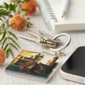 Red Dragon Castle Fantasy Sleutelhanger (Voorkant Rechts)