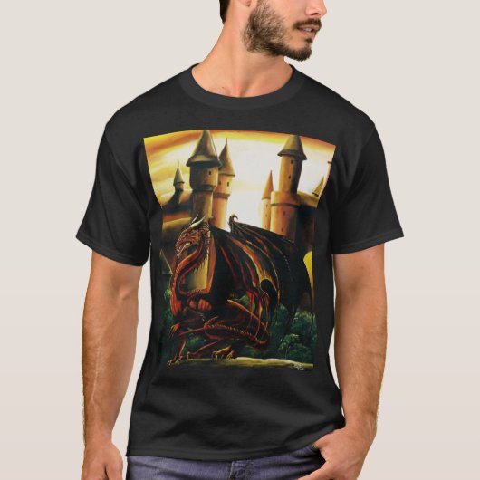 Red Dragon Castle Fantasy T-shirt (Voorkant)