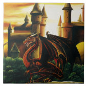 Red Dragon Castle Fantasy Tegeltje (Voorkant)