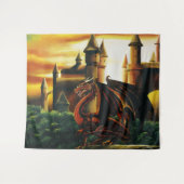 Red Dragon Castle Fantasy Wandkleed (Voorkant (horizontaal))