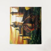 Red Dragon Castle Fantasy Wandkleed (Voorkant)