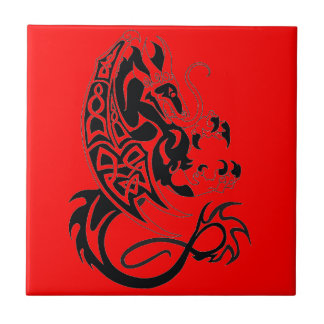 Red Dragon Ceramic Tile Tegeltje