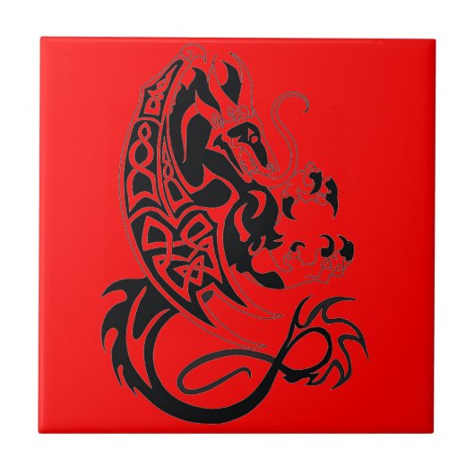 Red Dragon Ceramic Tile Tegeltje (Voorkant)