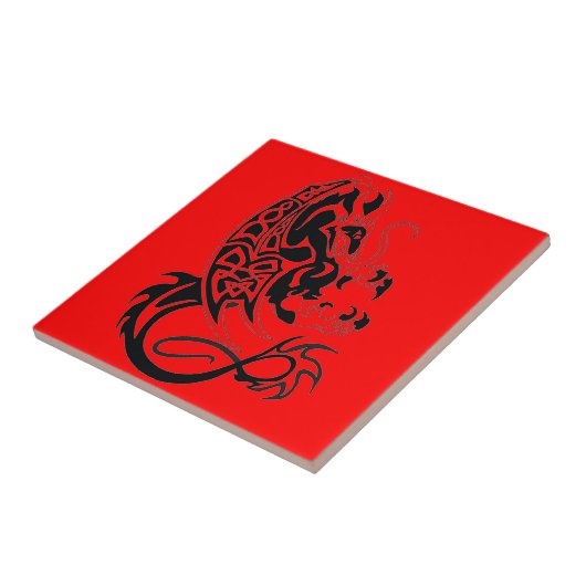 Red Dragon Ceramic Tile Tegeltje (Zijkant)