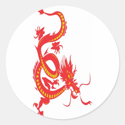 Red Dragon Chinees nieuwjaar Ronde Sticker (Voorkant)