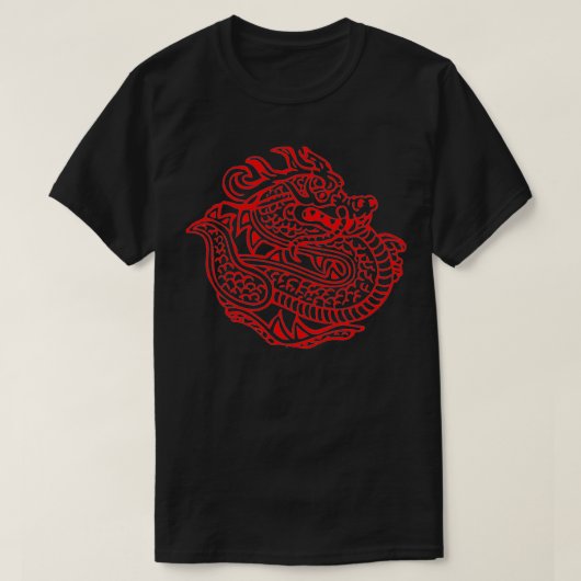 Red Dragon, Chinese dragon stamp,simple dragon gra T-shirt (Design voorkant)
