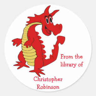 Red Dragon Design-boekplaat Ronde Sticker