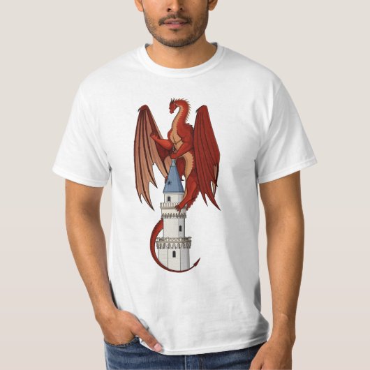 Red Dragon Design op een wit T-shirt (Voorkant)