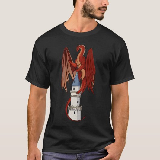 Red Dragon Design op een zwart T-shirt (Voorkant)