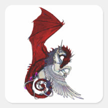 Red Dragon Dragoness Crimson Fantasy Eenhoorn Paar