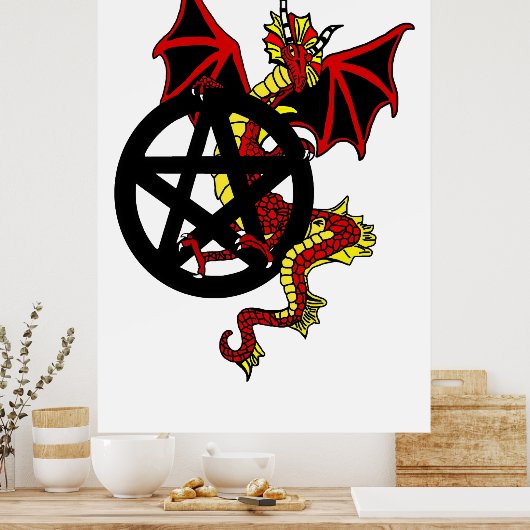 Red Dragon en Pentacle Poster (Keuken)