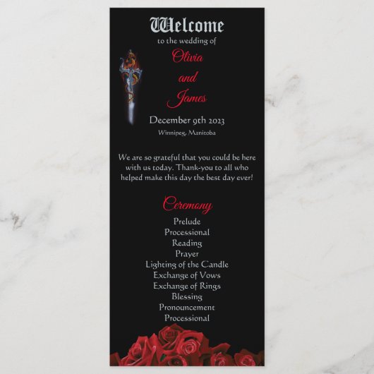 Red Dragon en Rozen Programmakaart (Voorkant)