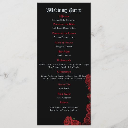 Red Dragon en Rozen Programmakaart (Achterkant)