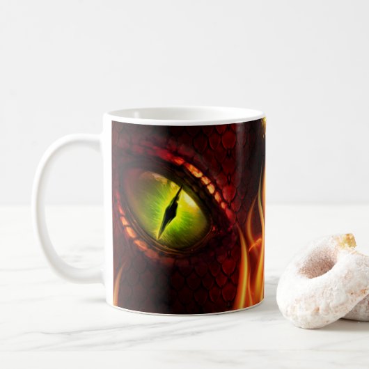 Red Dragon Eye & Fire Specialized Coffee Mok, Cup Koffiemok (Met donut)