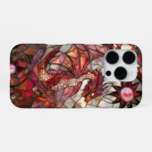 Red Dragon Faux Glas in lood Design iPhone Hoesje (Achterkant horizontaal)