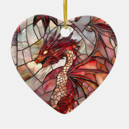 Red Dragon Faux Glas in lood Design Keramisch Ornament