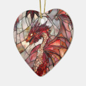 Red Dragon Faux Glas in lood Design Keramisch Ornament (Links)